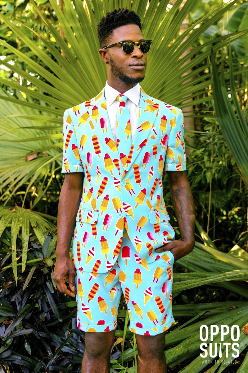 OppoSuits Cool Cones - Mannen Zomer Kostuum - Blauw - Feest - Maat 48