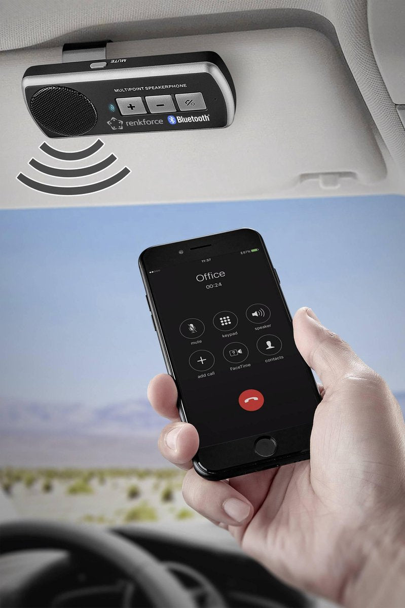 Renkforce RF-BTFE-1000 Bluetooth handsfreekit Gesprekstijd (max.): 7.5 h