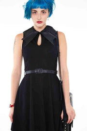 Jawbreaker Flare jurk -M- Bat collar knit Zwart