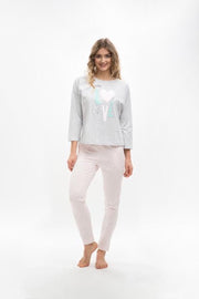 Martel Lily dames pyjama grijs/roze M