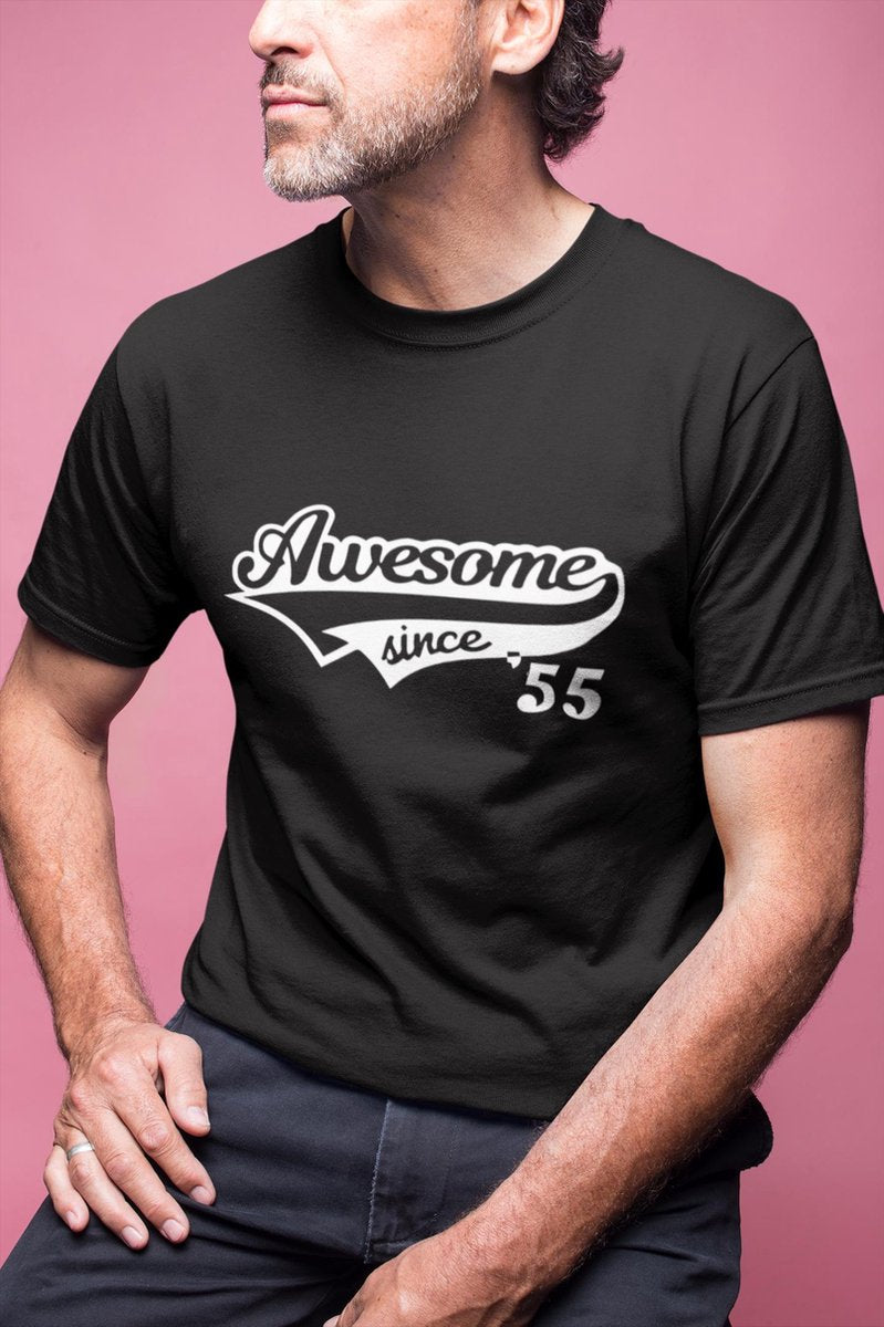 65 Jaar Awesome Since 1955 | Maat S | Vrouw Man Mannen | Verjaardagscadeau | Humor | Verjaardag Tekst cadeau kado | Heren dames Tip | Abraham Sarah