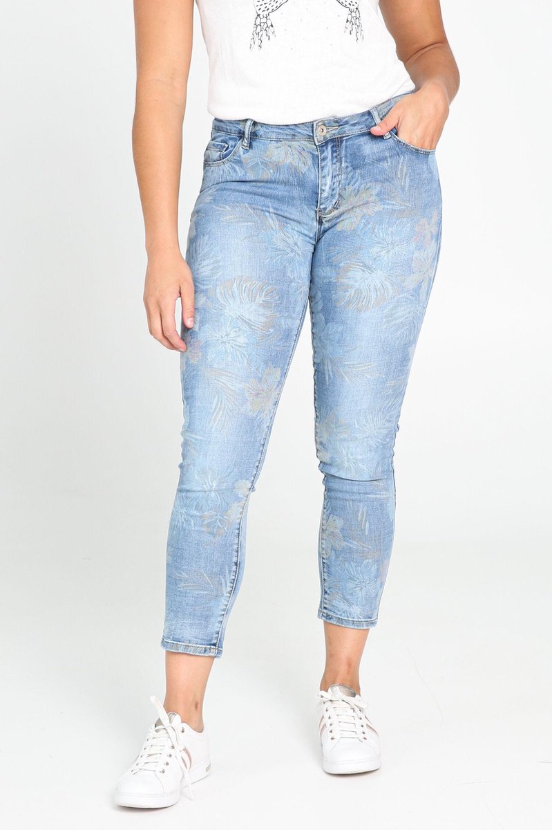 Cassis - Slim jeans met tropische print - Denim