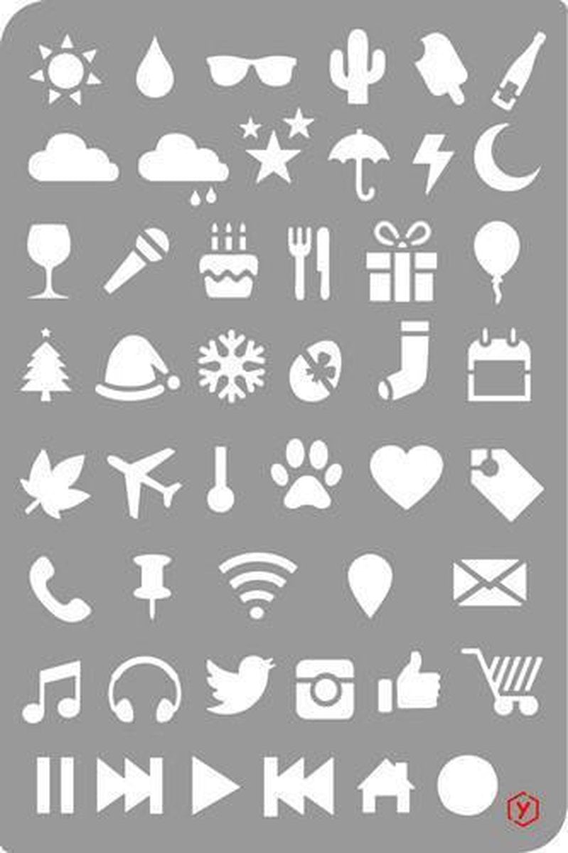 Pronty Bullet Journal Stencil  Icons 470.851.002 12x18 centimeter