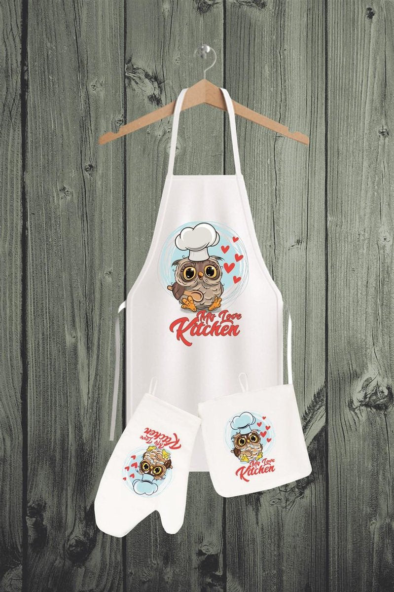 Ephemeris katoenen keukenschort en handschoenenset - My Love Kitchen