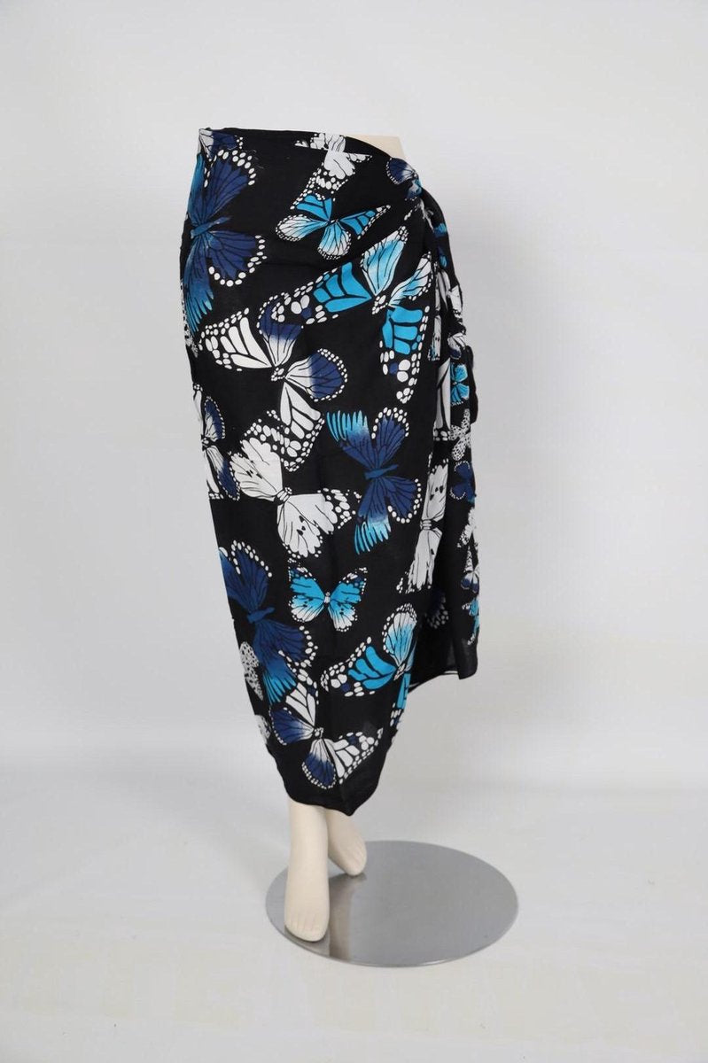 Sarong 405 - Pareo - Saunadoek – Wikkeljurk - Vlinders - zwart - Om Namaste