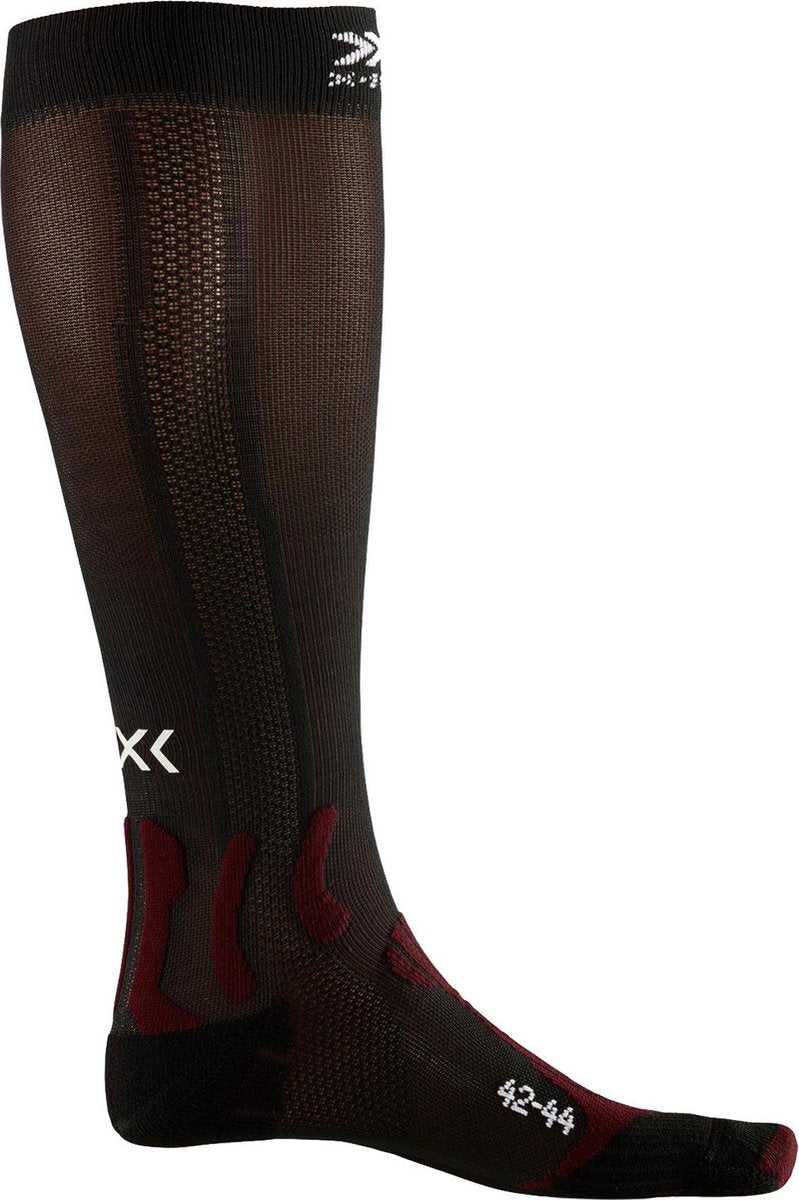X-Socks Run Energizer Hardloop Compressie  Sportsokken - Maat 45-47 - Unisex - donkerrood/zwart/wit