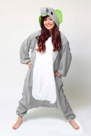 KIMU Onesie olifant kinder pakje grijs Dombo - maat 110-116 - olifantenpak jumpsuit pyjama