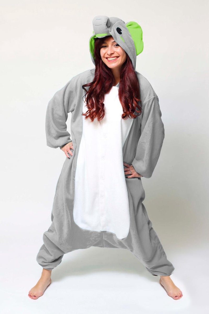 KIMU Onesie olifant peuter pakje grijs Dombo - maat 86-92 - olifantenpakje romper pyjama