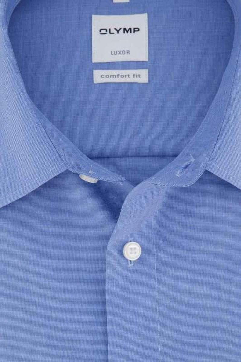 OLYMP Luxor comfort fit overhemd - blauw fil à fil - Strijkvrij - Boordmaat: 47