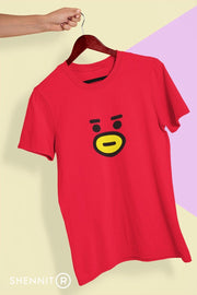 BT21 BTS TATA V Rode gezicht | Kpop fans Bangtan Boys Army | Schattige Hart | LINE friends | T-Shirt Maat L
