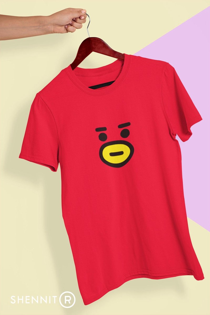 BT21 BTS TATA V Rode gezicht | Kpop fans Bangtan Boys Army | Schattige Hart | LINE friends | T-Shirt Maat L