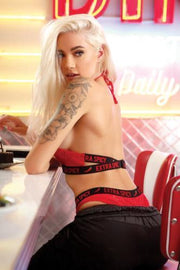 Extra Spicy Kanten Haltertop Met Slip - Rood - L/XL - Rood - Sexy Lingerie & Kleding - Lingerie Dames -  Dames Lingerie - BH-Sets