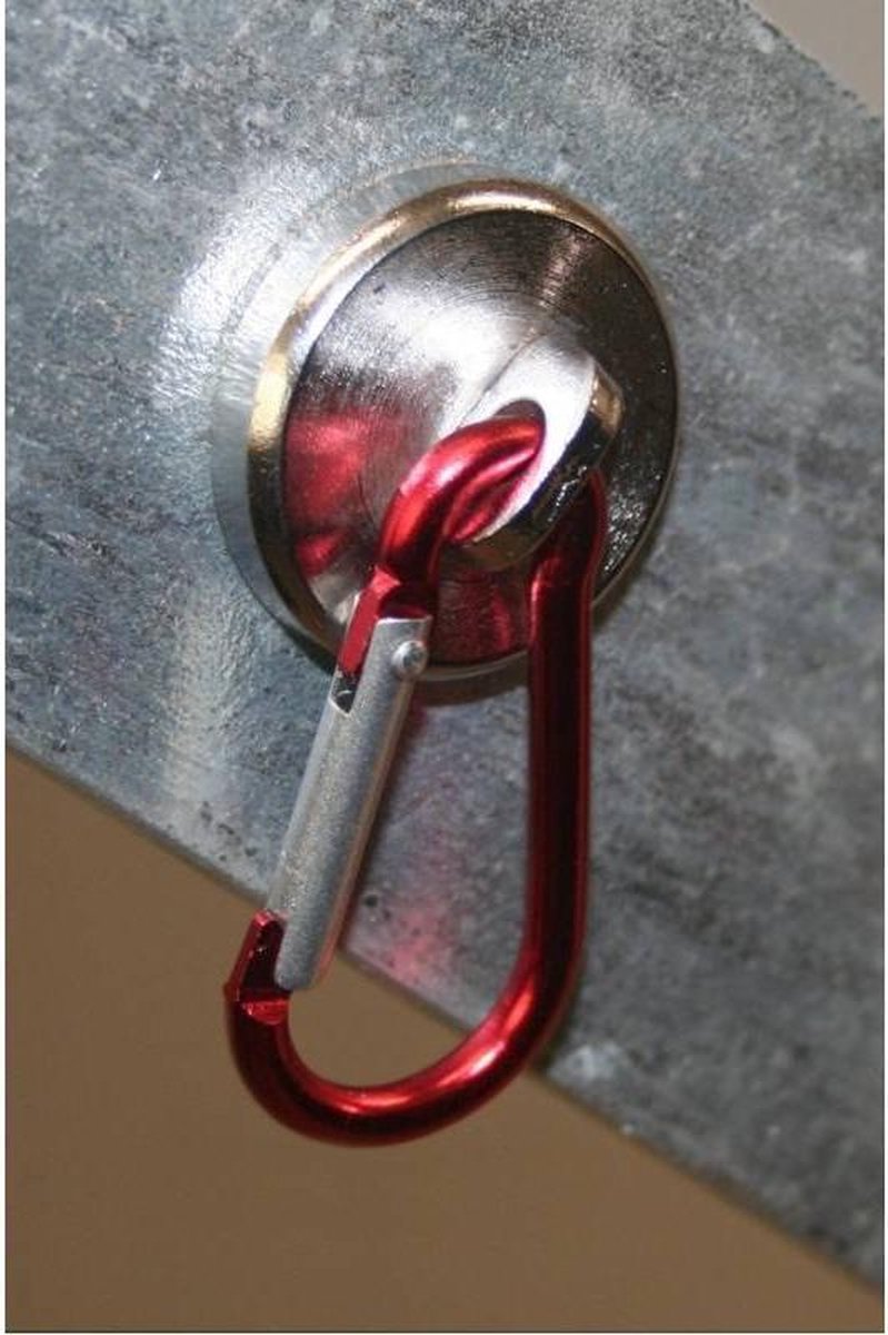 Magneet met Karabijnhaak - Karabiner - Musketon - Magnetisch - Magneet - 25mm - 15kg