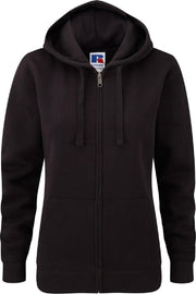 Russell Dames Premium Authentieke Hoodie met rits (3-laagse stof) (Zwart)
