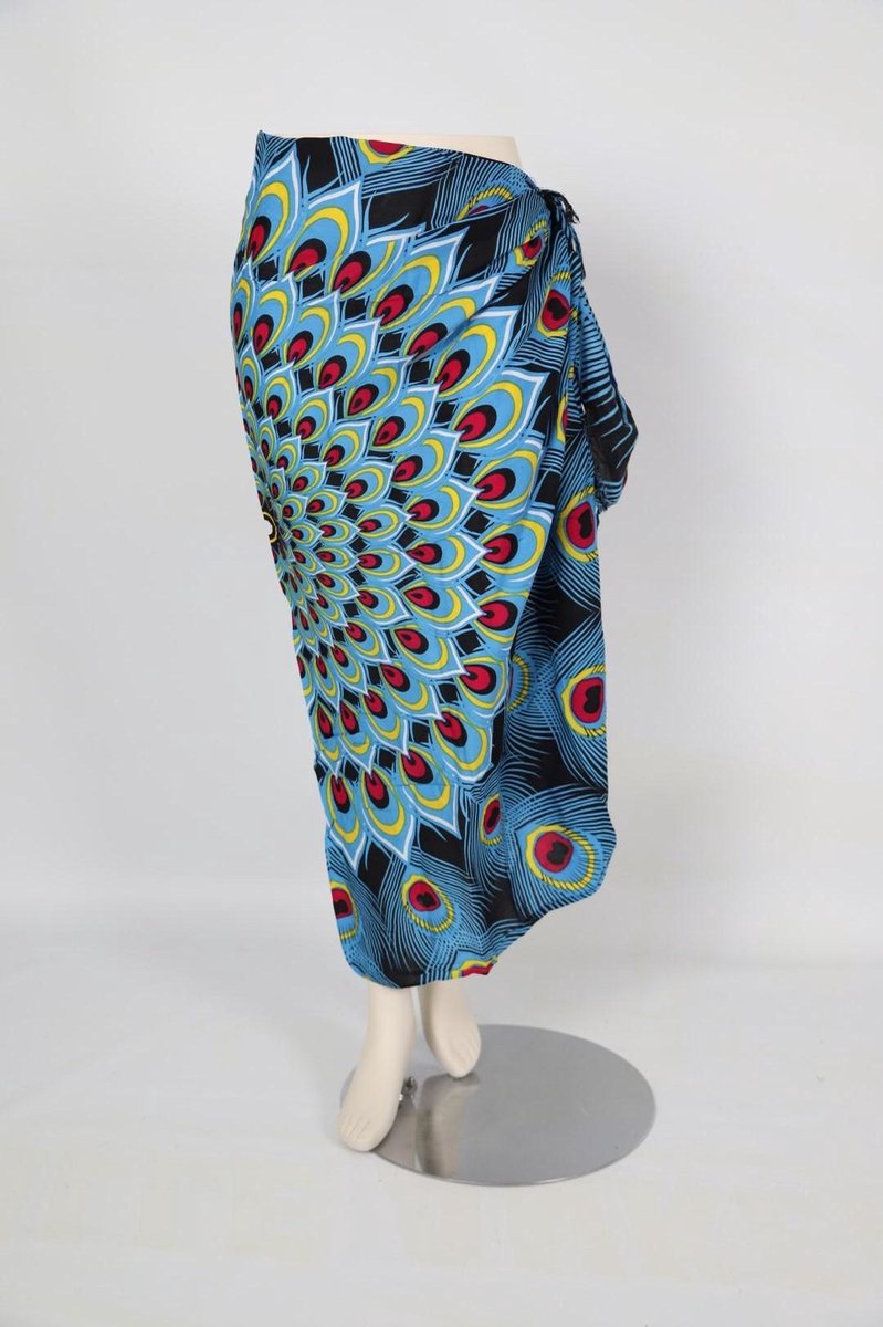 Sarong 407 - Pareo - Saunadoek – Wikkeljurk - Pauwveren - blauw - Om Namaste