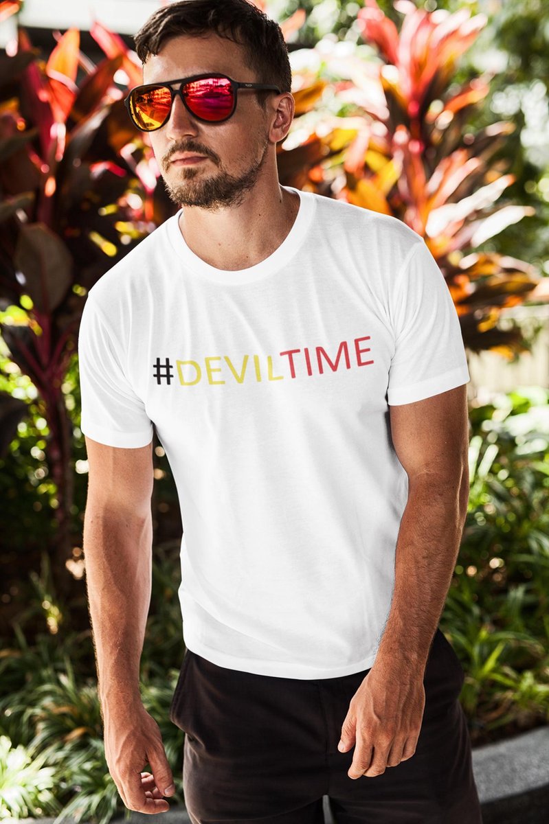 T-shirt wit unisex rode duivels #deviltime EK belgie