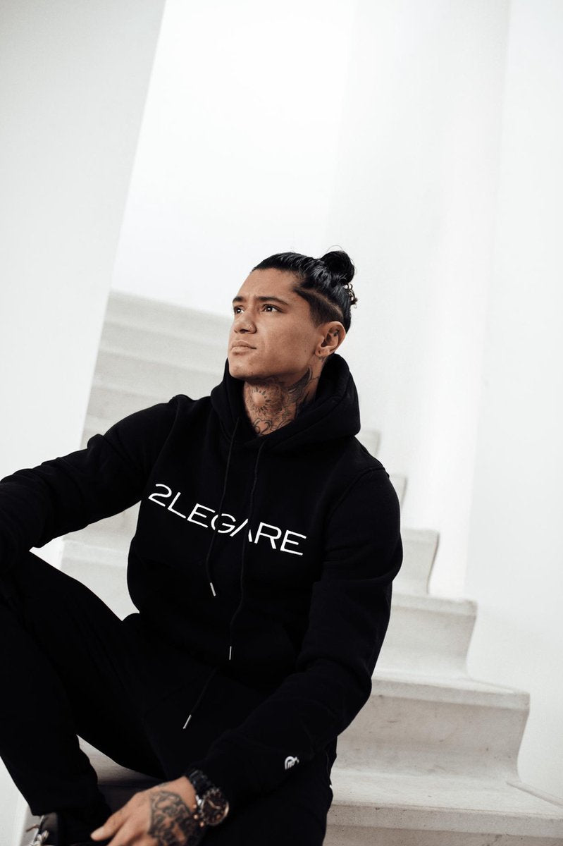 2Legare Logo Embroidery Hoodie Black/ White - M