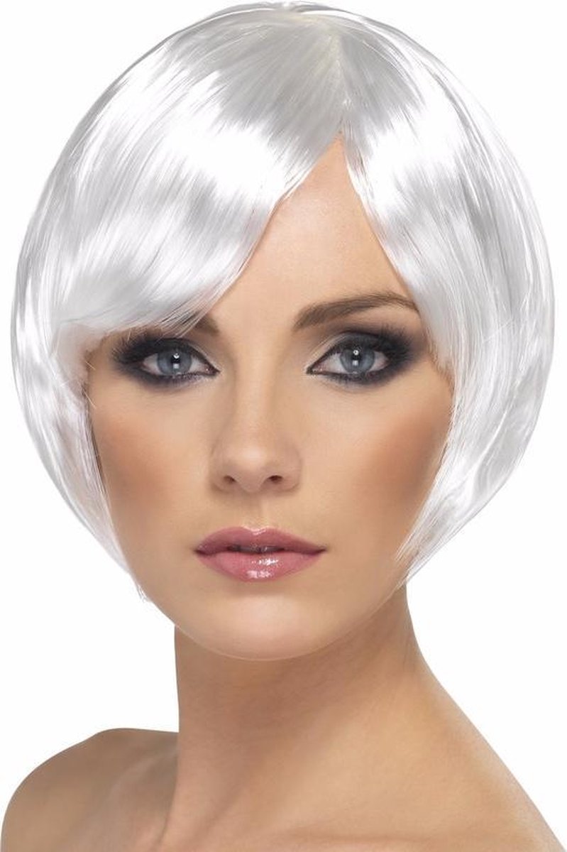 Witte korte dames pruik