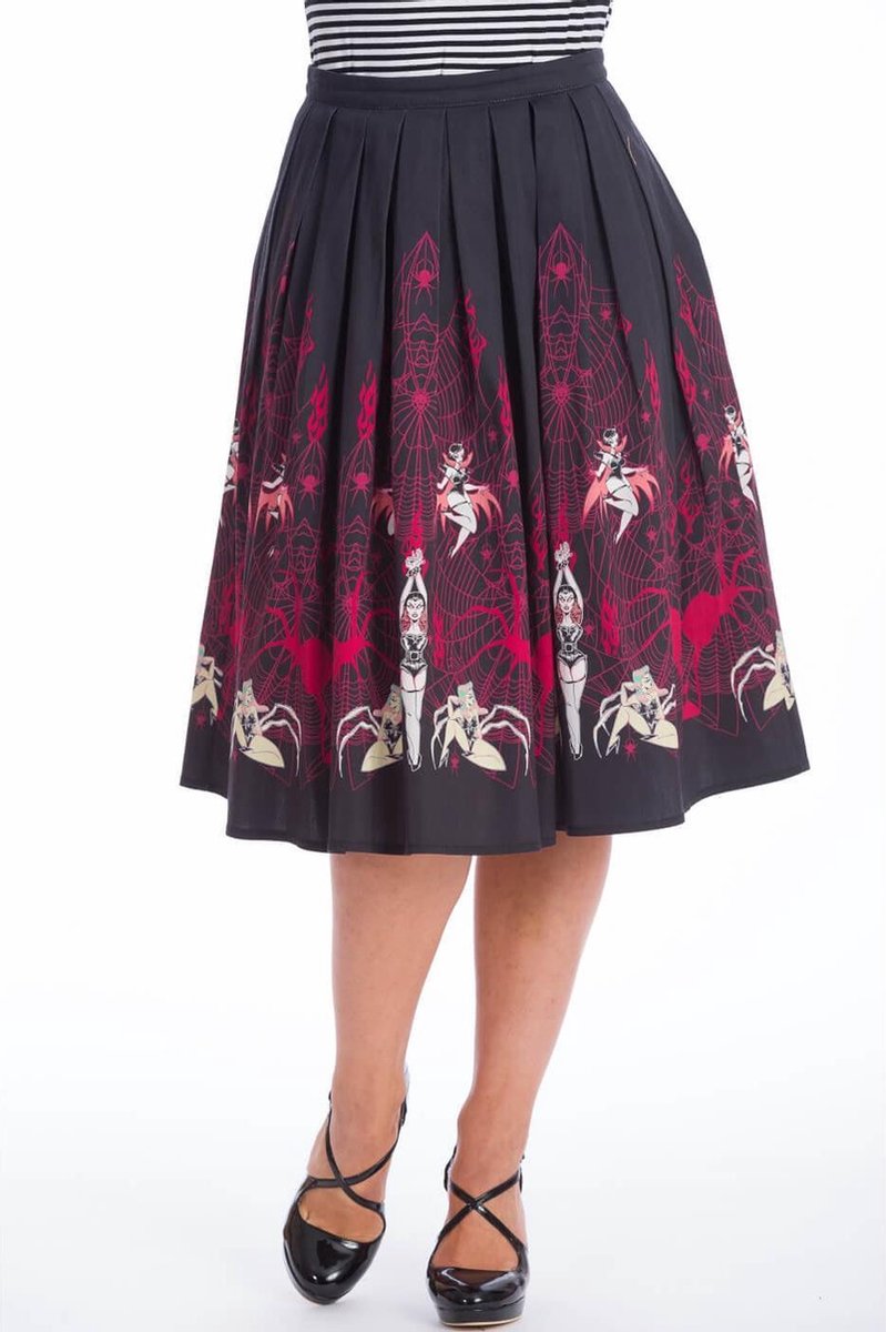 Banned Vixens Spider 50's Swing Rok Zwart