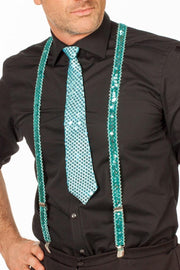 Bretels blauw pailletten