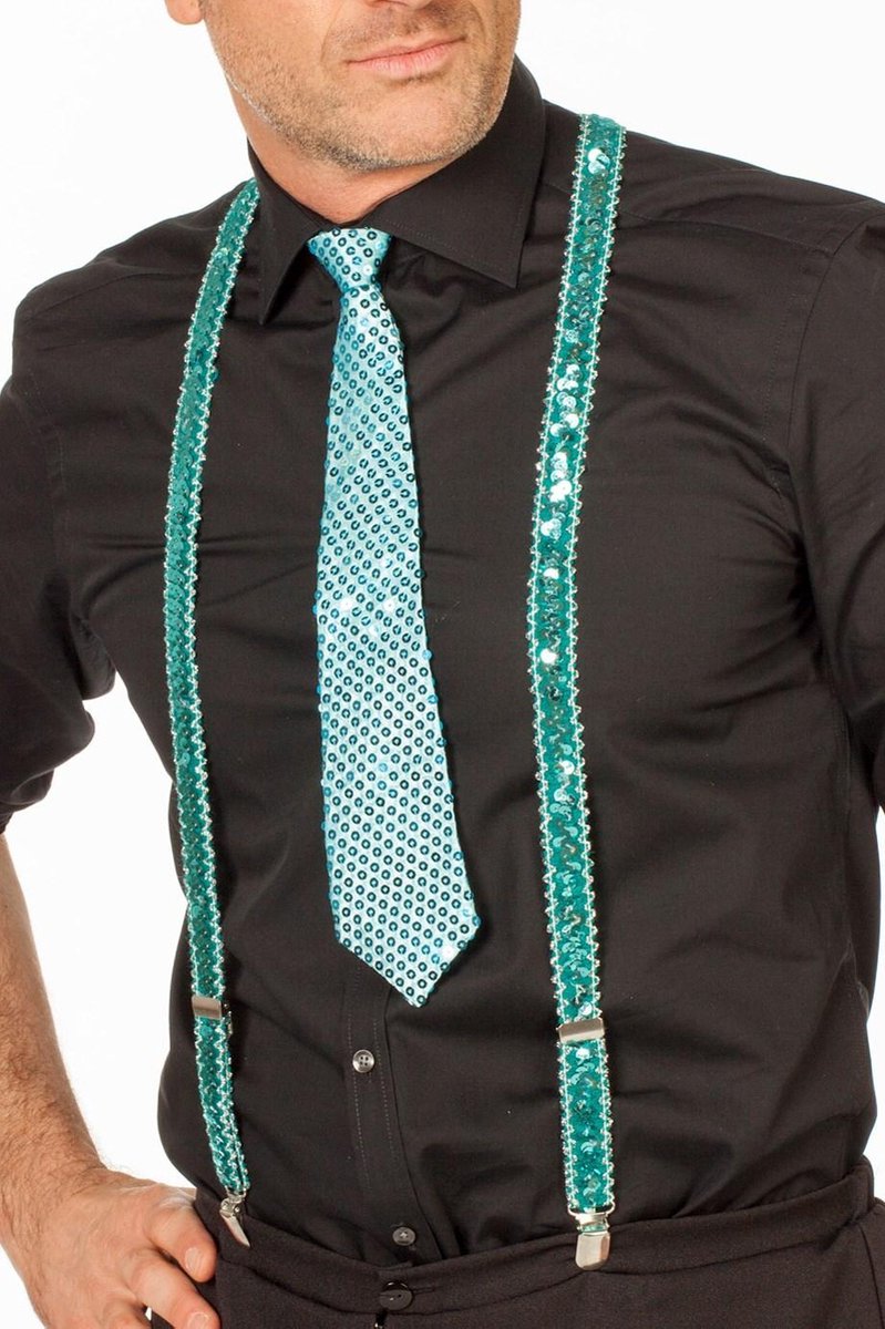 Bretels blauw pailletten