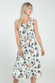 Cassis - Jurk in viscose met savanneprint - Ecru