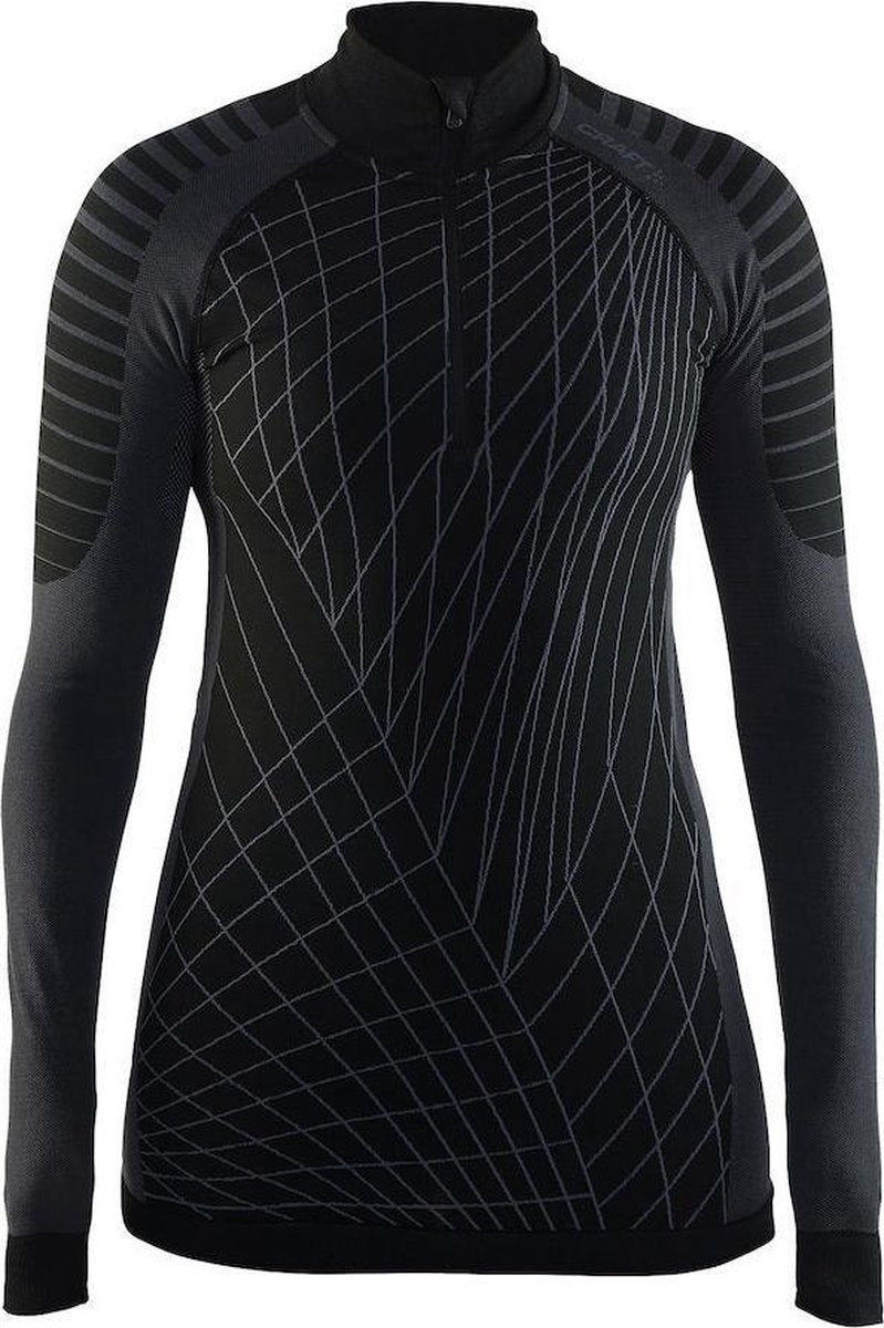Craft Active Intensity Zip W 1905334 - Sportshirt - Black/Granite - Dames - Maat XL