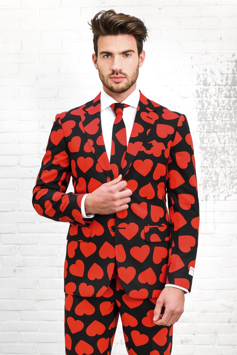 Opposuits Verkleedpak King Of Hearts Heren Polyester Zwart/rood Mt 62