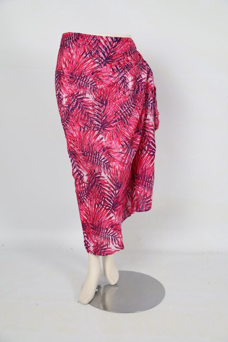 Sarong 418 - Pareo - Saunadoek – Wikkeljurk - Roze en Paarse Bamboe Bladeren - Om Namaste