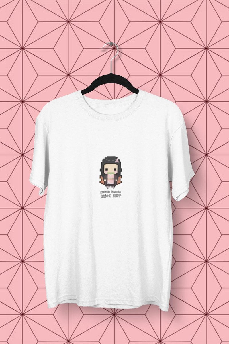 Demon Slayer Kimetsu No Yaiba Nezuko Pixel Art | Anime Manga Merchandise | Fan Art Unisex Wit Maat M