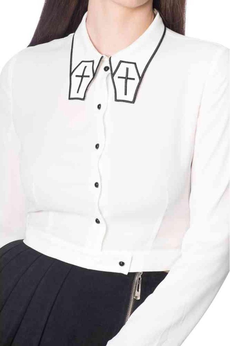 Banned Blouse -XS- UNDERTAKER Wit