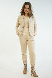 La Pèra 3-Delige Set broek jasje shirt beige Vrouwen Vrijetijdspak Dames - Maat M