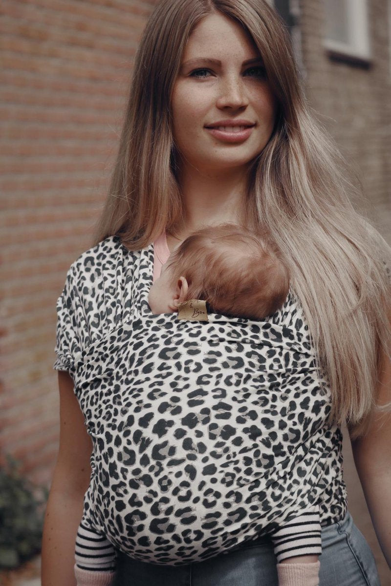 Rekbare baby draagdoek - Bam&Boe - Panter - Te gebruiken vanaf geboorte - Van super zacht Bamboe
