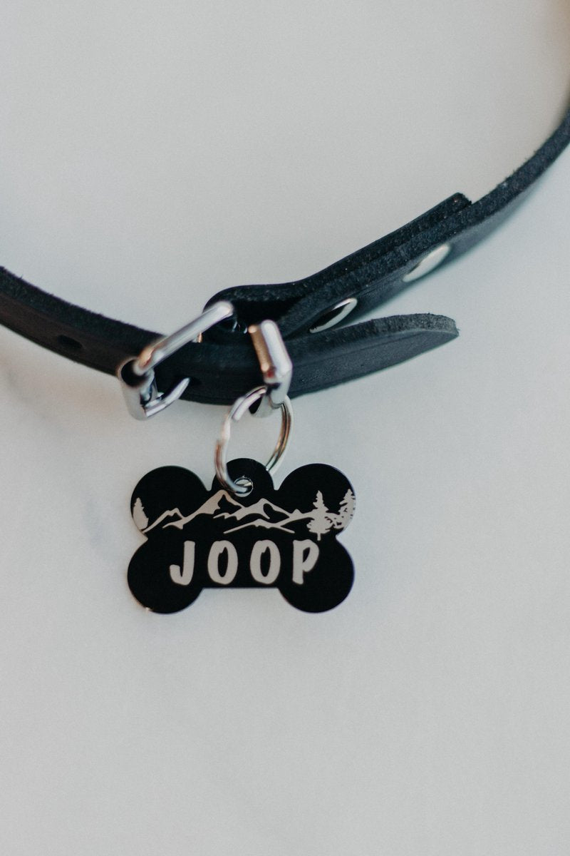 Hondenpenning groot zwart | 2 zijden graveren | 40x28 mm
