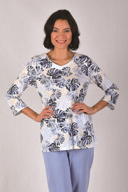 Cybéle Katoenen Pyjama Dames Volwassenen | 3/4 Mouw & Lange Broek | Pyama Dames Volwassenen | Plus Size Ecru 7-810541 46