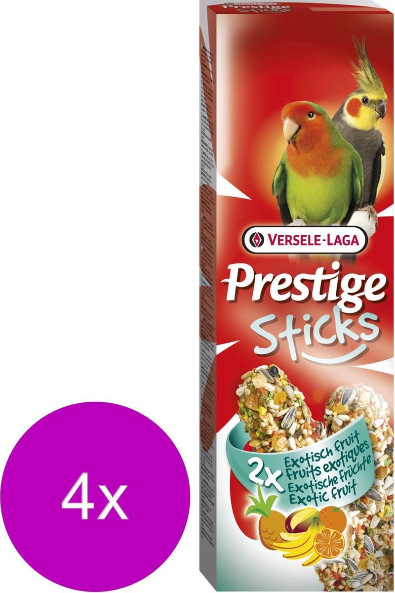 Versele-Laga Prestige Sticks Gropar Exotisch Fruit - Vogelsnack - 4 x 2x70 g