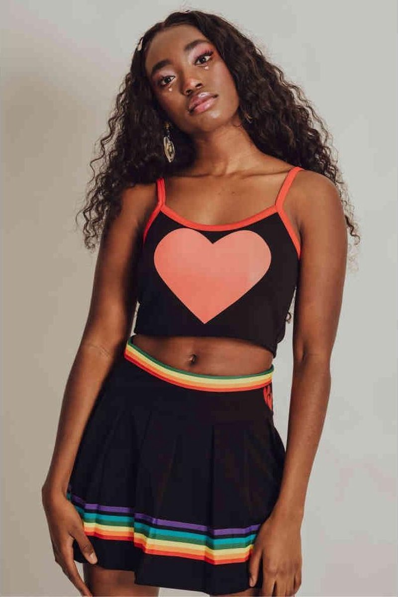 Jawbreaker Crop top -L- Heart Throb Zwart