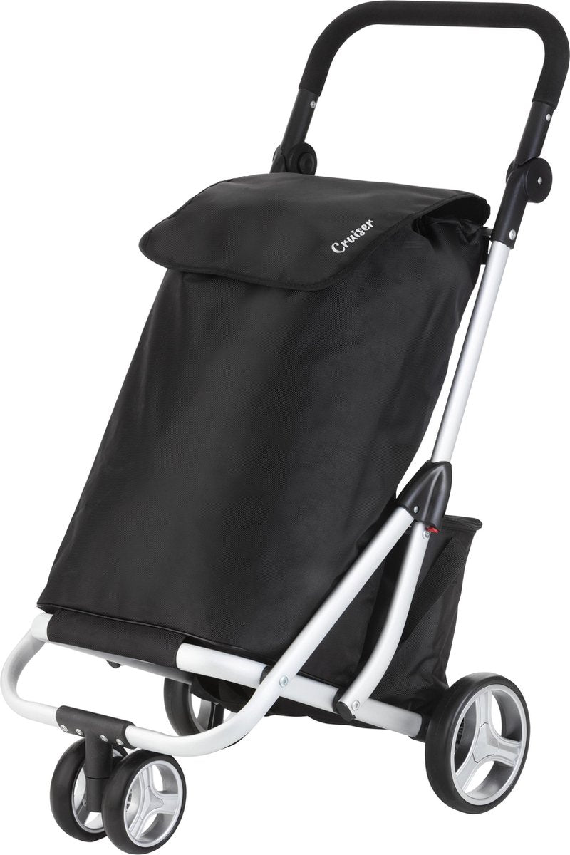 ShoppingCruiser® ‘3-Wheel’ Boodschappentrolley | Boodschappenwagen met koeltas |Afneembare boodschappentas | Waterafstotend | Rem | Zwart