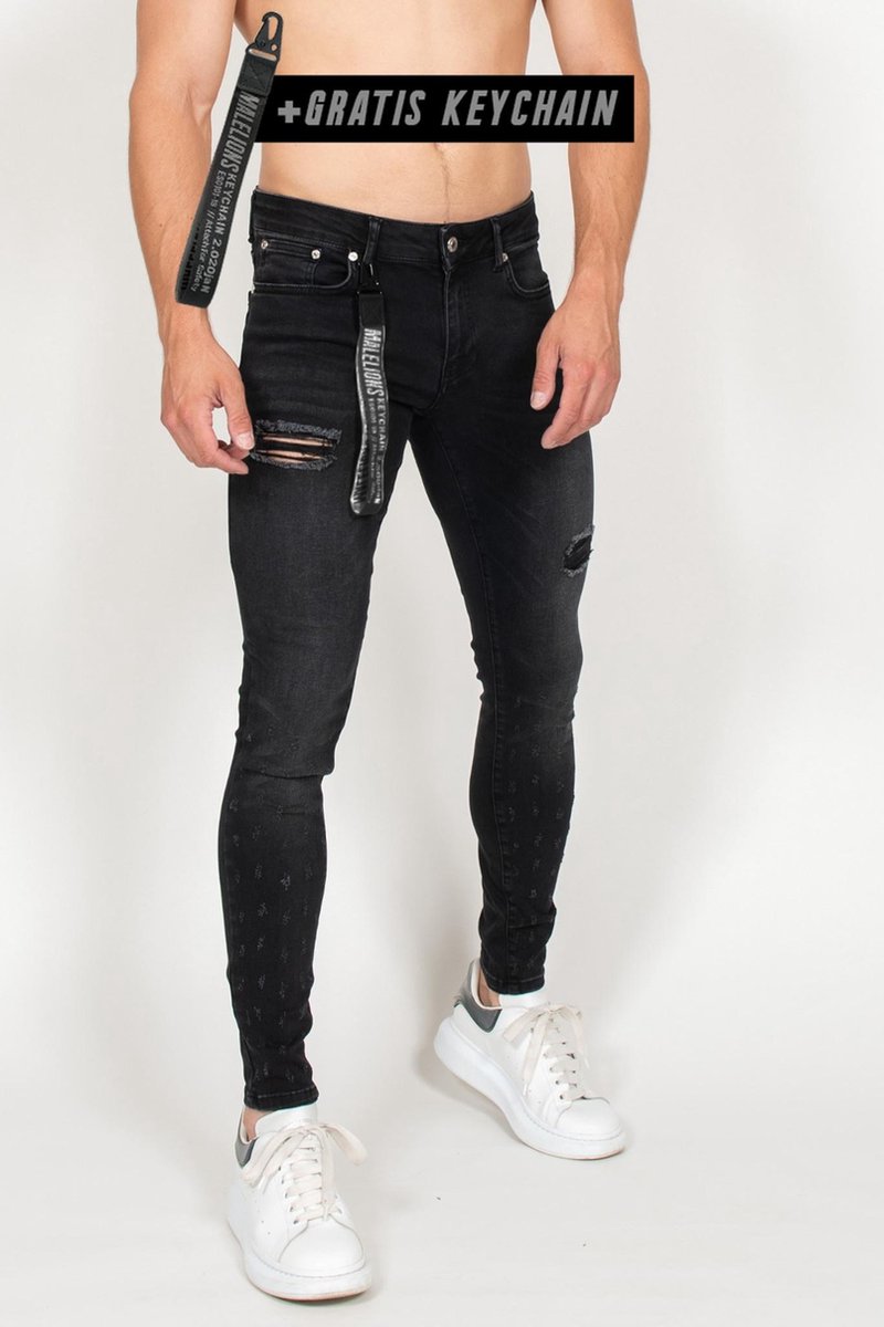 Malelions Jeans Small Damaged - Black - 26