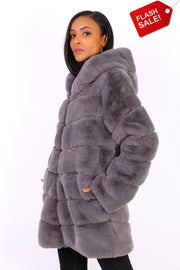 Halflange trendy jas met capuchon in 3 kleuren M/L / Rood