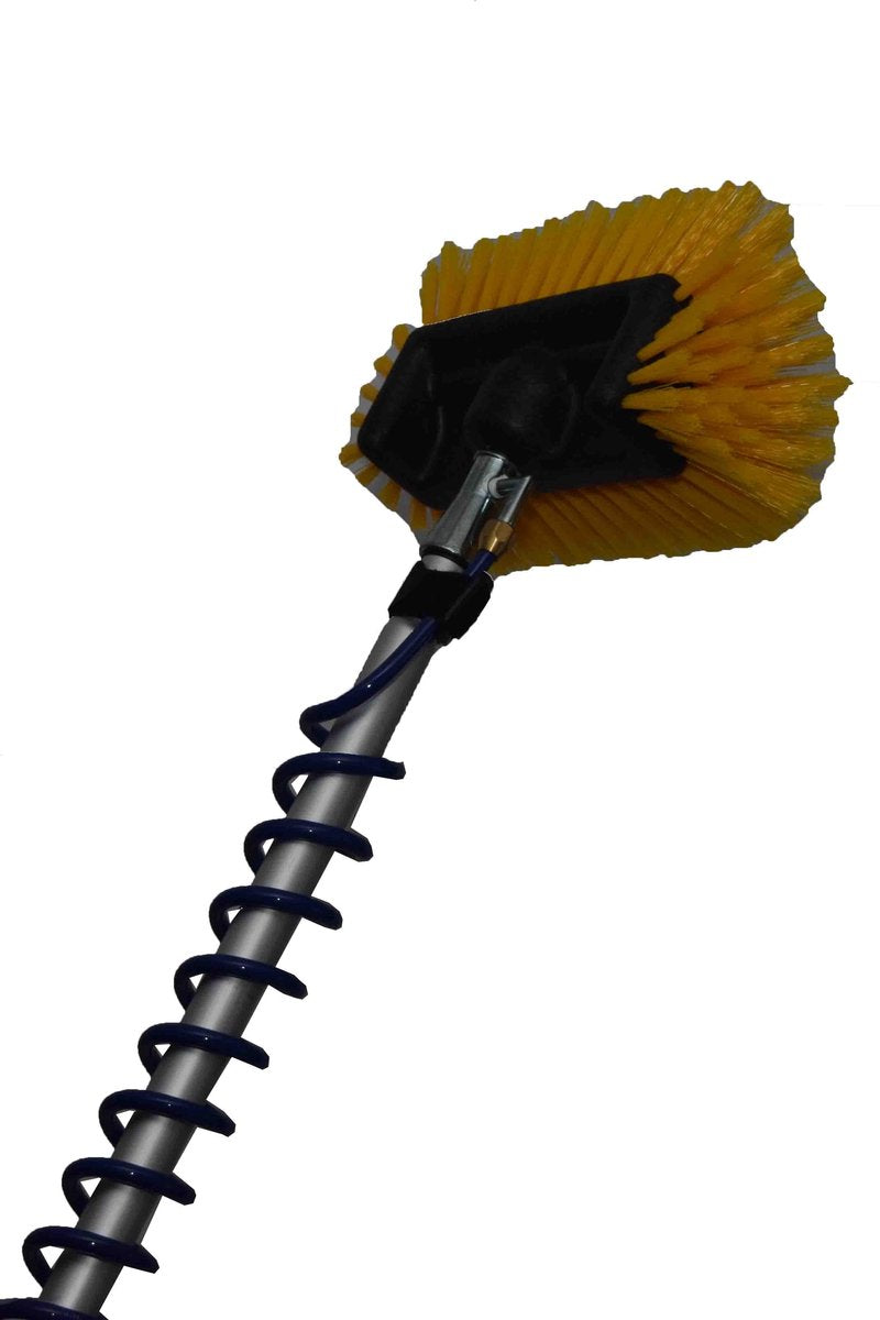 Telescoopsteel + Spiraal & Zeepdispenser + Vijfzijdige Harde Borstel Geel - 3