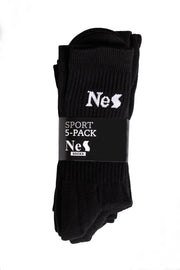 NeS 5 Pack - Casualkousen- Zwart - Tennissokken - Sportkousen Maat 39-42