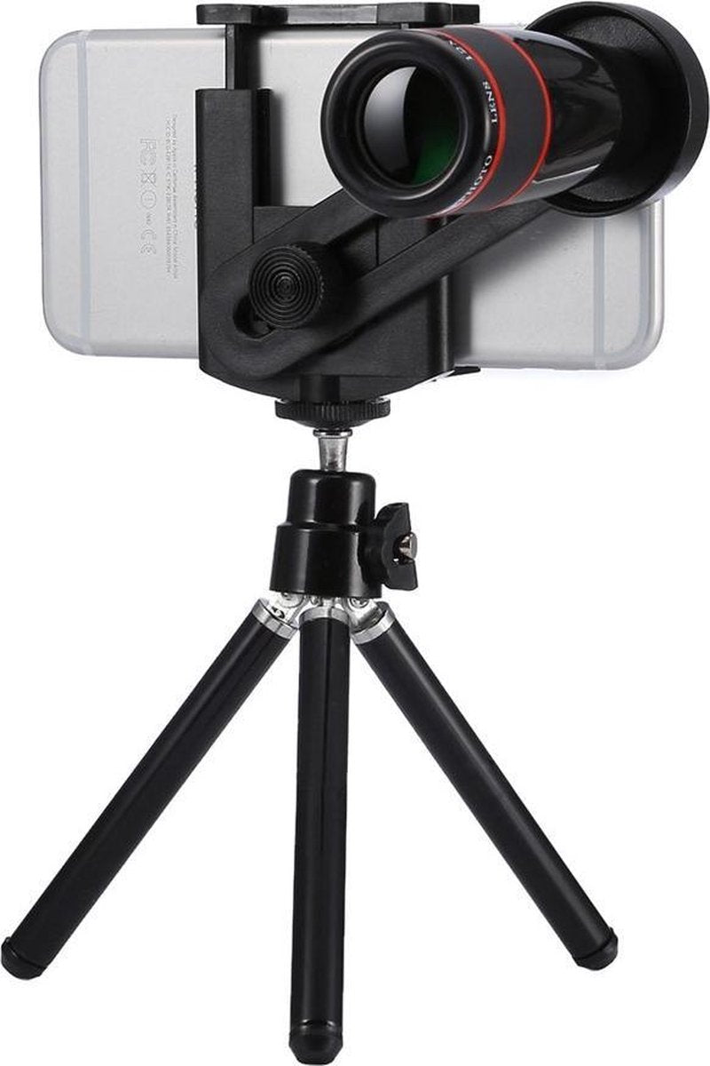 GadgetBay Universele Telelens 12x optische zoom iPhone lens - Statief - Tripod - Zwart