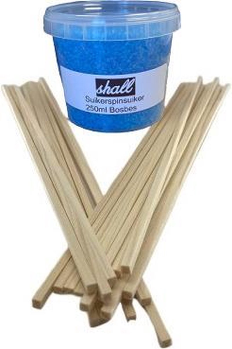 Suikerspin cadeau set blauw smaak  bosbes met 20 stokjes
