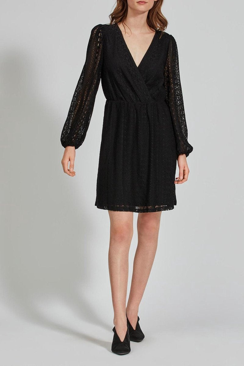 Vichikka L/s Wrap Lace Dress 14062485 Black