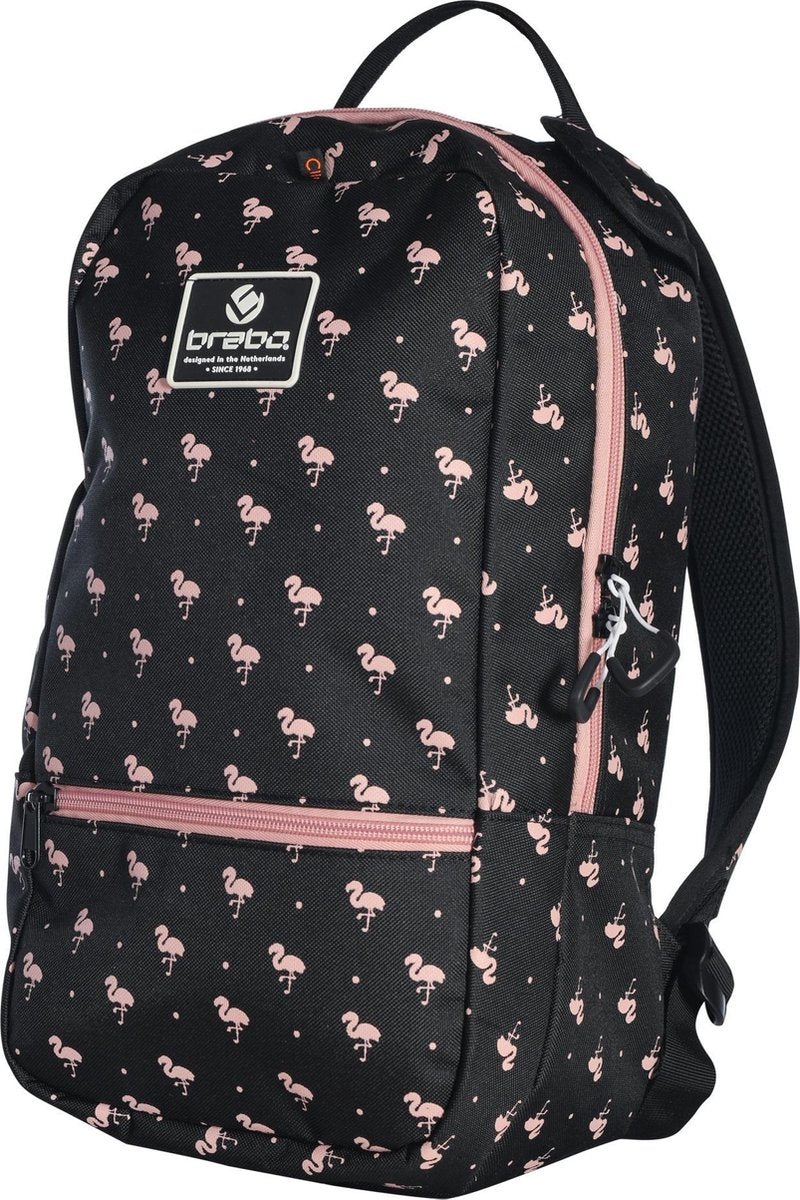 Brabo - BB5280 Backpack FUN Flamingo Bk/Pi - Black/Pink - Vrouwen - Maat