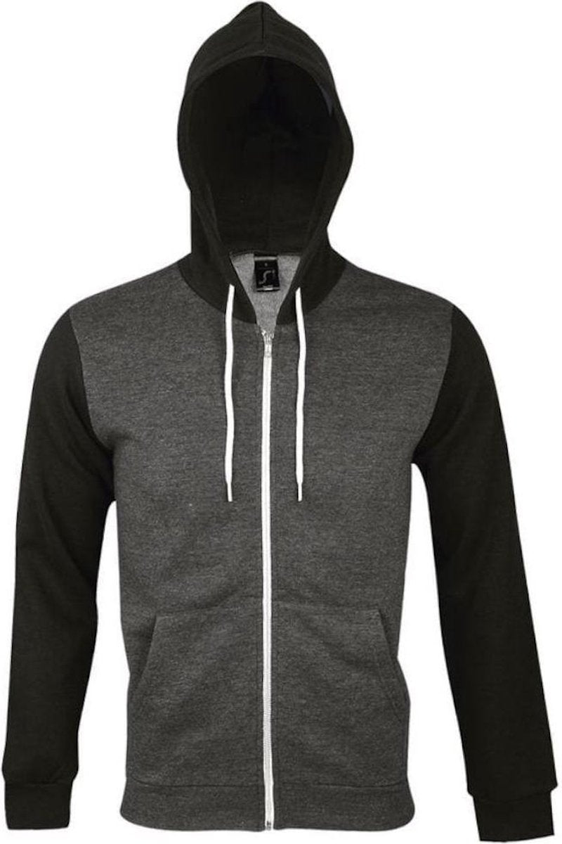 SOLS Zilveren Unisex Sweatshirt met volledige ritssluiting / Hoodie (Houtskool mergel)