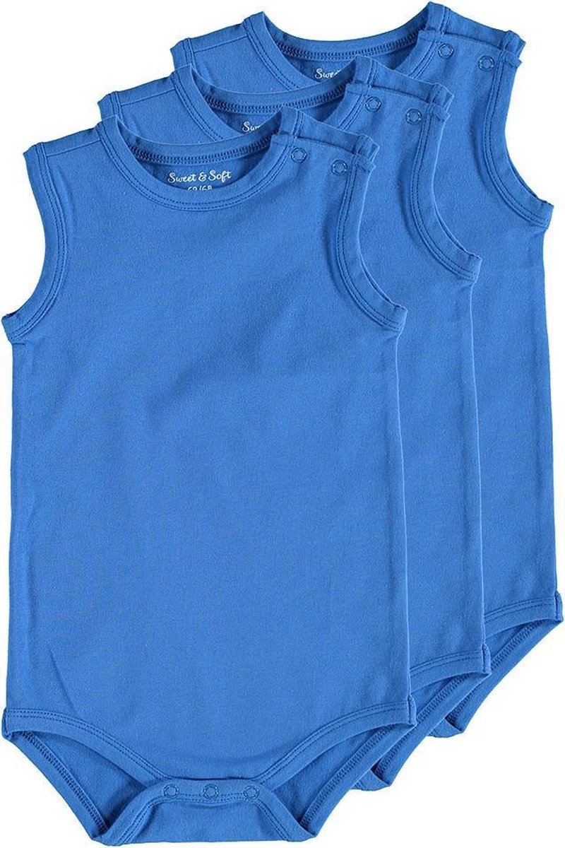 Zeeman - Unisex mouwloze romper van biologisch katoen - maat 98/104 - blauw - 3 stuks