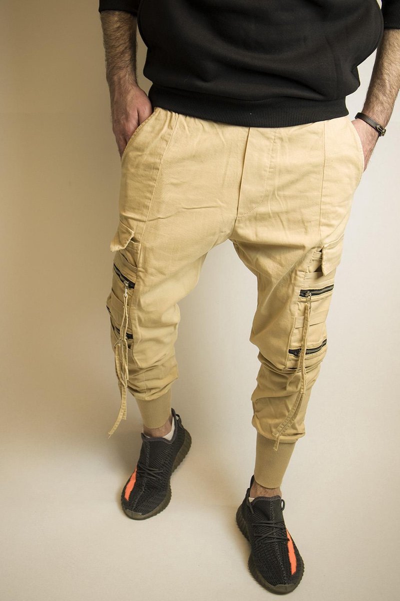 2YPROMUIM - Heren Cargo Broek met Zakken - W29 - Beige