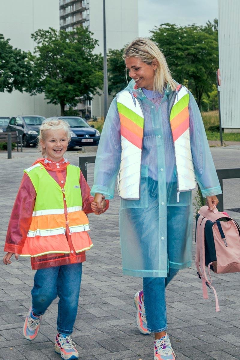 Gofluo Grace Veiligheidshesje - Reflecterend hesje - Fluo hesje - Veiligheidsvest - Lichtgewicht - Mooi hesje - Reflectie jas - Zichtbaarheid in het donker - Veilig de weg op - Geel / Oranje - 116